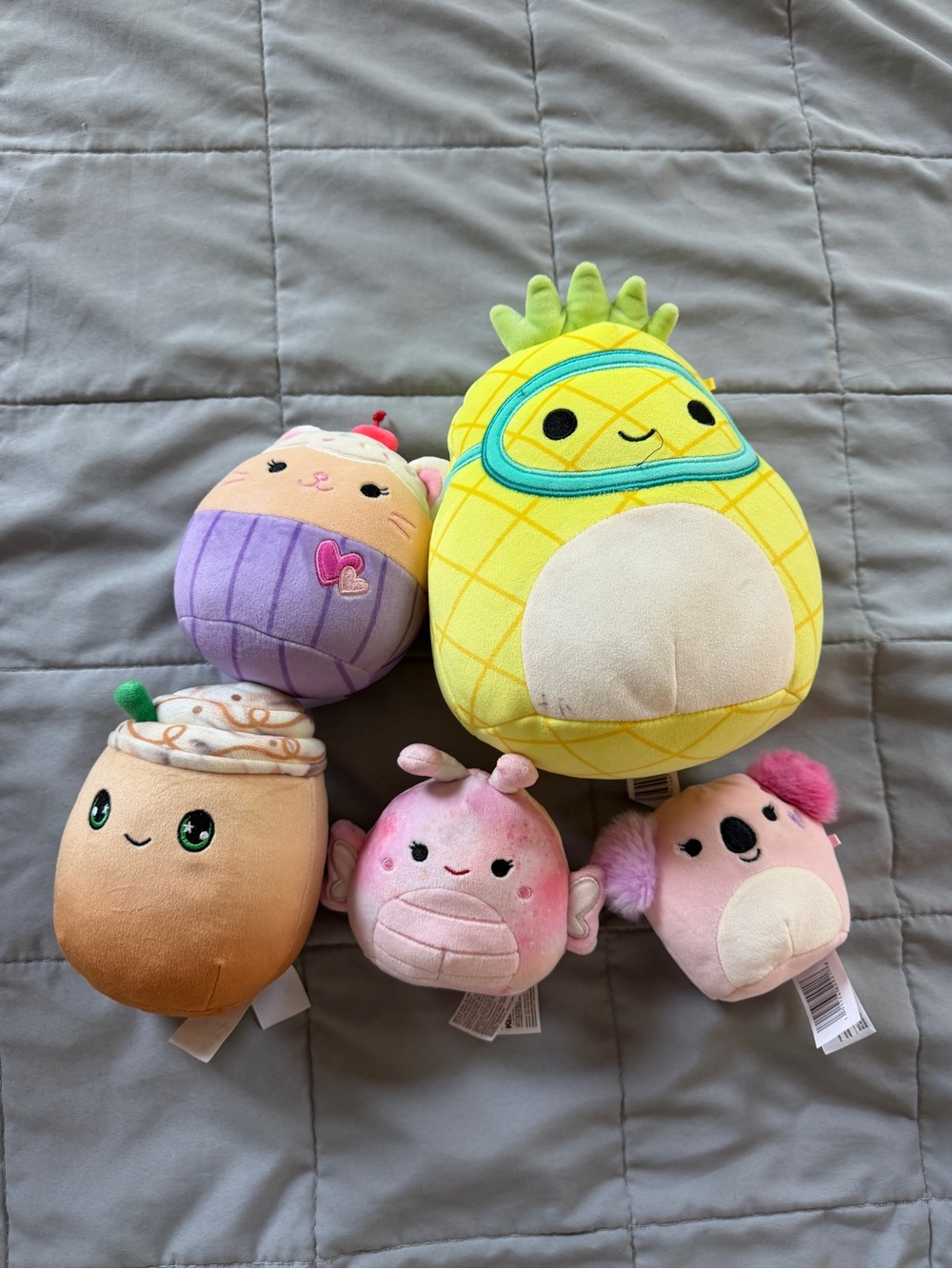 Plush Pineapple & Friends Kids Toy Set - Yellow, Pink, Purple, Beige